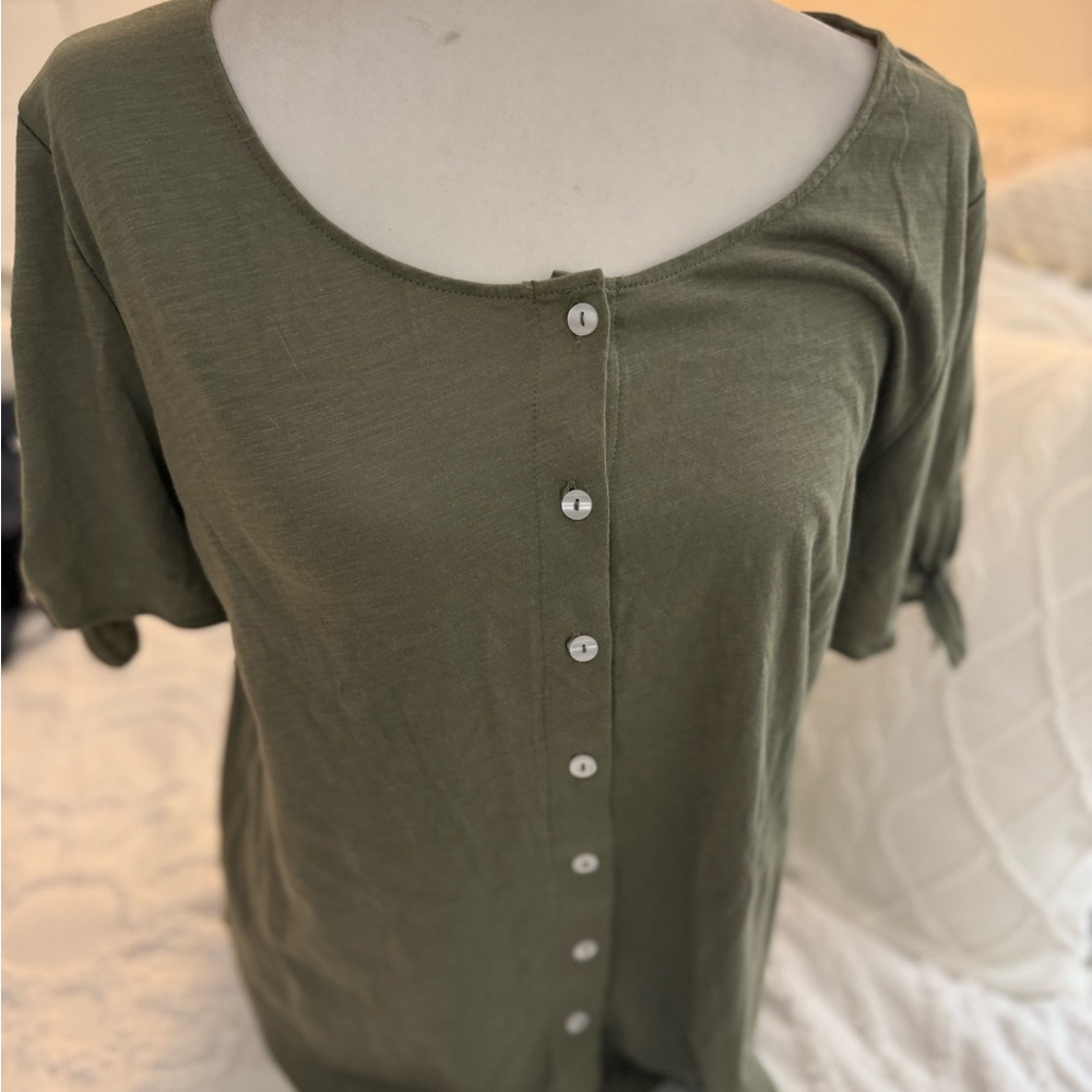 LOFT Sage Green Button-Down Shirt